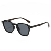 (6 PACK) Wholesale Sunglasses New Arrival Wood Grain Fashion Wood Grain 2025 - BulkSunglassesWholesale.com - Matt Black Frame Black Lens